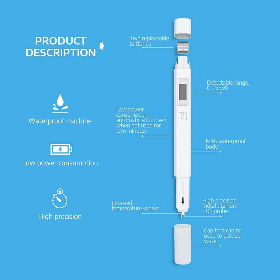 Xiomi  Water Quality Test Pen, TDS Tester Water Quality Meter Tester Pen Water Measurement Tool