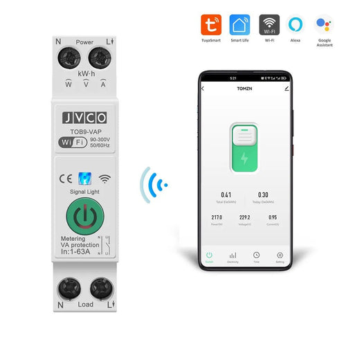 JVCO TOB9-VAP 8in1 63A WIFI Smart Switch with Monitoring and Protection